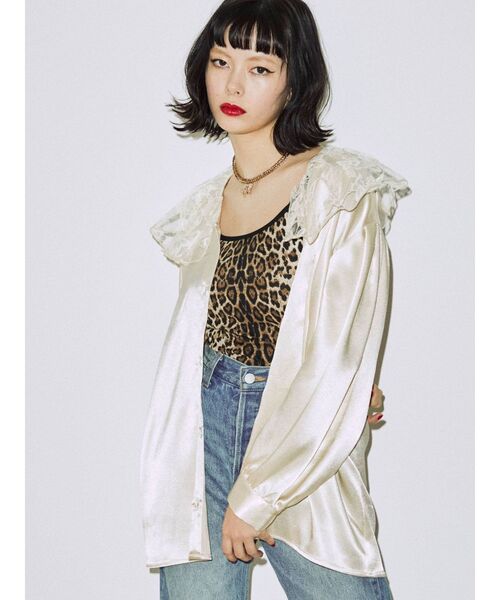 jouetie（ジュエティ）の「ボリュームレースカラーブラウス（シャツ/ブラウス・レディース・ブルー/アイボリー/ブラック・MEDIUM）」の16枚目の写真