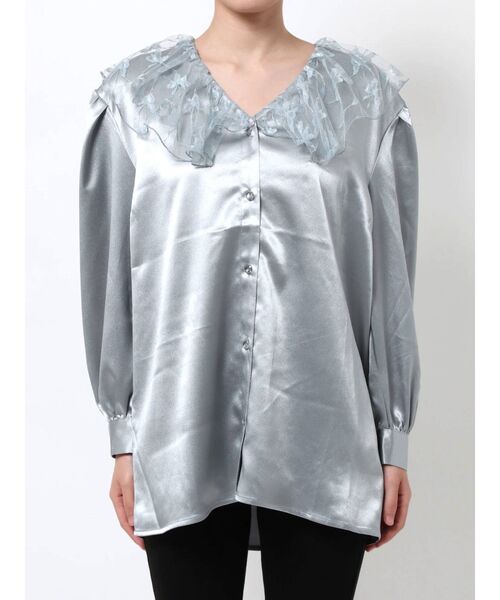 jouetie（ジュエティ）の「ボリュームレースカラーブラウス（シャツ/ブラウス・レディース・ブルー/アイボリー/ブラック・MEDIUM）」の20枚目の写真