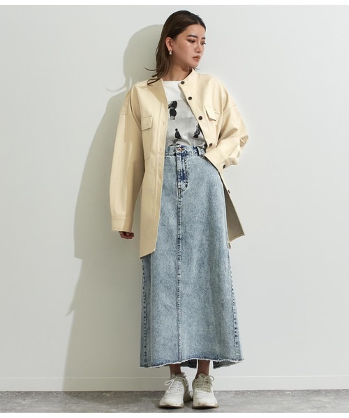 Settimissimo(セッティミッシモ)の「レザータッチスタンドカラーオーバーサイズシャツ(シャツ/ブラウス・レディース・オフホワイト/カーキ・FREE)」の7枚目の写真