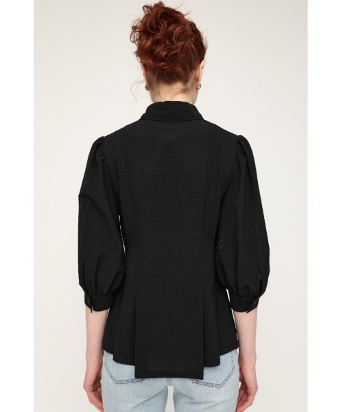 TUCK SLEEVE HG トップス SLY タック リブ フリル 黒 SLY TUCK PUFF SLEEVE HG トップス BLK -靴＆ファッション通販