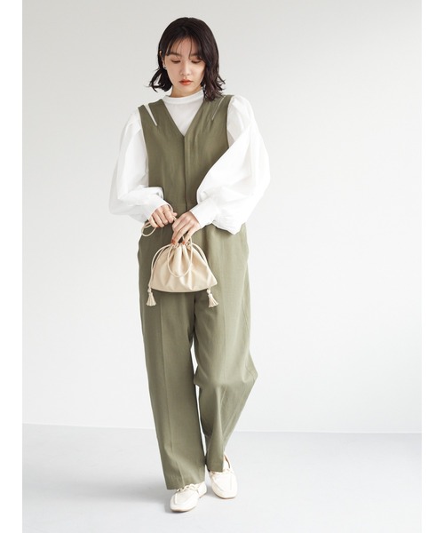 KBF（ケイビーエフ）の「KBF.デザインコンビネゾン（つなぎ/オールインワン・レディース・カーキ/ネイビー・FREE）」の5枚目の写真