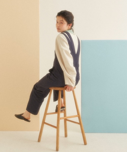 KBF（ケイビーエフ）の「KBF.デザインコンビネゾン（つなぎ/オールインワン・レディース・カーキ/ネイビー・FREE）」の3枚目の写真