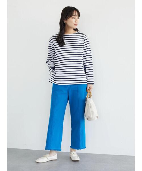 Green　Parks（グリーンパークス）の「サイドリボンスリットプルオーバー（Tシャツ/カットソー・レディース・オフホワイト/ダークネイビー・FREE）」の21枚目の写真