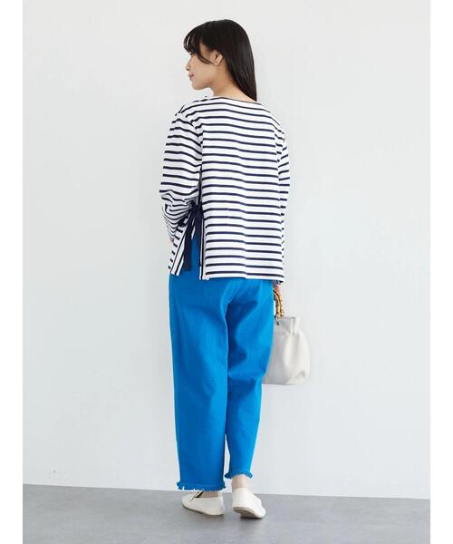 Green　Parks（グリーンパークス）の「サイドリボンスリットプルオーバー（Tシャツ/カットソー・レディース・オフホワイト/ダークネイビー・FREE）」の20枚目の写真