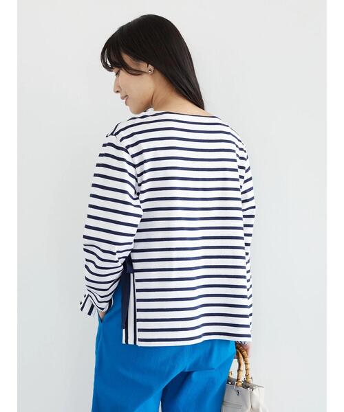 Green　Parks（グリーンパークス）の「サイドリボンスリットプルオーバー（Tシャツ/カットソー・レディース・オフホワイト/ダークネイビー・FREE）」の17枚目の写真