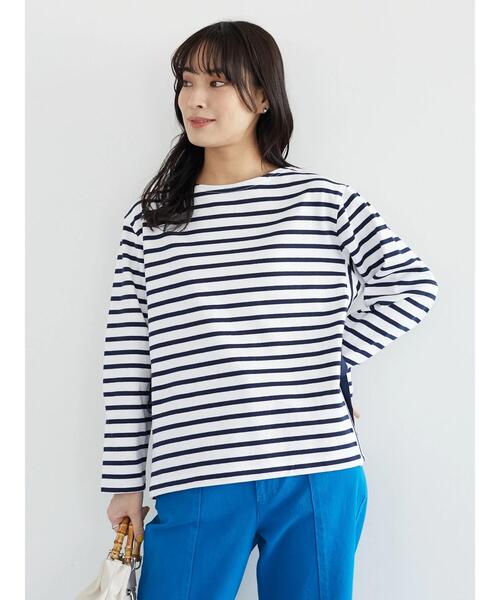 Green　Parks（グリーンパークス）の「サイドリボンスリットプルオーバー（Tシャツ/カットソー・レディース・オフホワイト/ダークネイビー・FREE）」の16枚目の写真