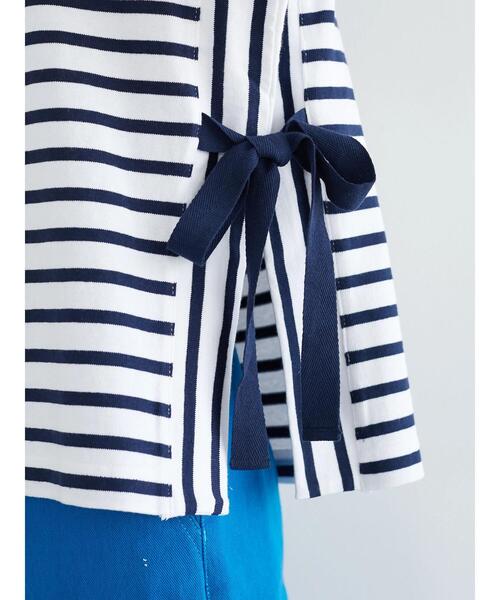 Green　Parks（グリーンパークス）の「サイドリボンスリットプルオーバー（Tシャツ/カットソー・レディース・オフホワイト/ダークネイビー・FREE）」の14枚目の写真