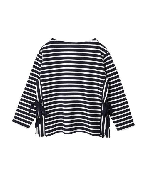 Green　Parks（グリーンパークス）の「サイドリボンスリットプルオーバー（Tシャツ/カットソー・レディース・オフホワイト/ダークネイビー・FREE）」の11枚目の写真