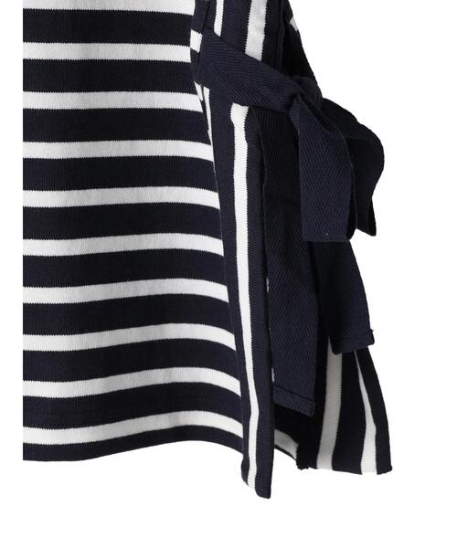 Green　Parks（グリーンパークス）の「サイドリボンスリットプルオーバー（Tシャツ/カットソー・レディース・オフホワイト/ダークネイビー・FREE）」の6枚目の写真