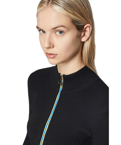 DIESEL（ディーゼル）の「レディース 長袖 ニット カーディガン フロントジップ ライトジャケット（ニット/セーター・レディース・ベージュ/ブラック・MEDIUM/LARGE/SMALL/X-LARGE）」の7枚目の写真