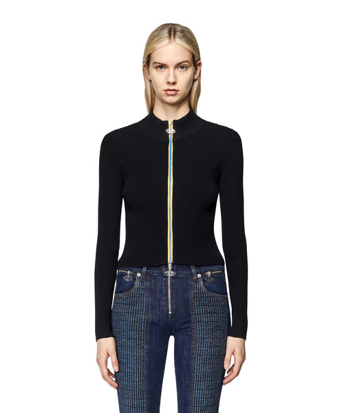 DIESEL（ディーゼル）の「レディース 長袖 ニット カーディガン フロントジップ ライトジャケット（ニット/セーター・レディース・ベージュ/ブラック・MEDIUM/LARGE/SMALL/X-LARGE）」の17枚目の写真