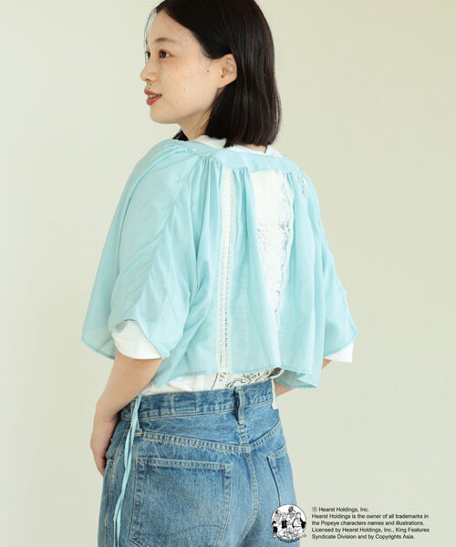 BEAMS BOY（ビームスボーイ）の「BEAMS BOY / ポリエステル サテン レース ボレロ（シャツ/ブラウス・レディース・ミント/ピンク・FREE）」の4枚目の写真