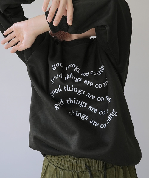 c.u.l（シーユーエル）の「オーバーサイズデザインプリントスウェット culw179（スウェット・レディース・ブラック/ライトグレー/ホワイト・FREE）」の2枚目の写真