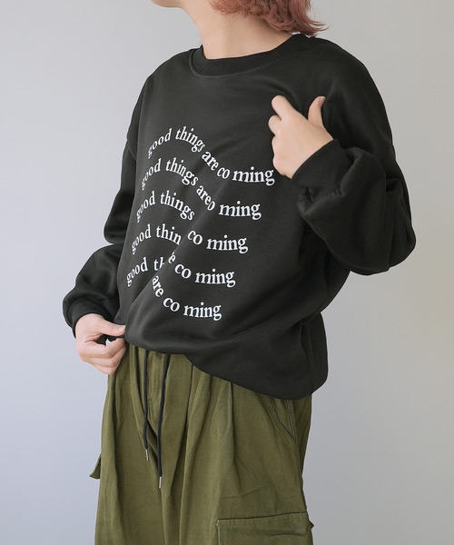 c.u.l（シーユーエル）の「オーバーサイズデザインプリントスウェット culw179（スウェット・レディース・ブラック/ライトグレー/ホワイト・FREE）」の5枚目の写真