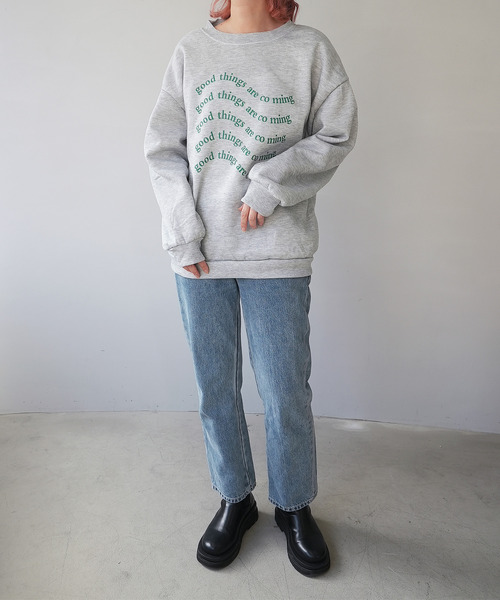 c.u.l（シーユーエル）の「オーバーサイズデザインプリントスウェット culw179（スウェット・レディース・ブラック/ライトグレー/ホワイト・FREE）」の14枚目の写真