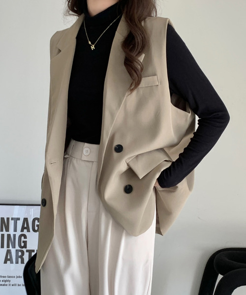 emi+（エミプラス）の「オーバーシルエットテーラードベスト（ベスト・レディース・モカ/ブラック/ブラウン/アイボリー・L/M/S）」の5枚目の写真