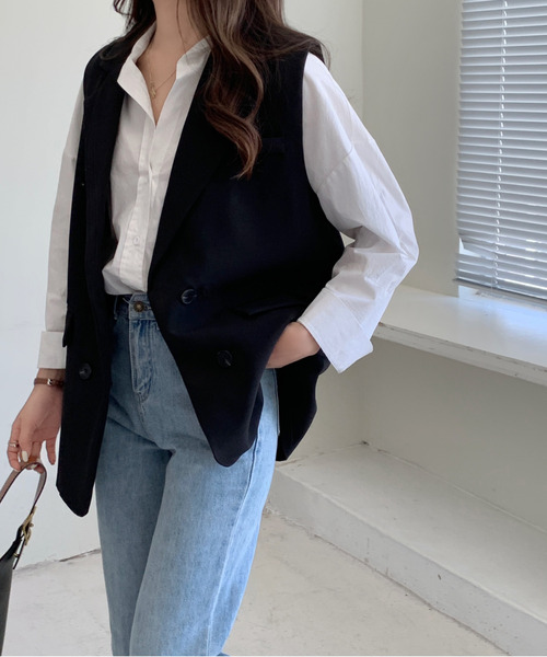 emi+（エミプラス）の「オーバーシルエットテーラードベスト（ベスト・レディース・モカ/ブラック/ブラウン/アイボリー・L/M/S）」の11枚目の写真