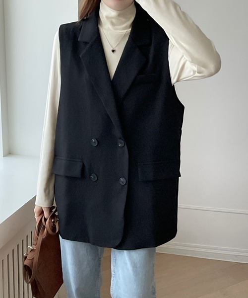 emi+（エミプラス）の「オーバーシルエットテーラードベスト（ベスト・レディース・モカ/ブラック/ブラウン/アイボリー・L/M/S）」の17枚目の写真