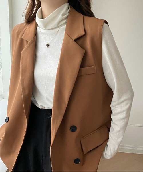 emi+（エミプラス）の「オーバーシルエットテーラードベスト（ベスト・レディース・モカ/ブラック/ブラウン/アイボリー・L/M/S）」の18枚目の写真