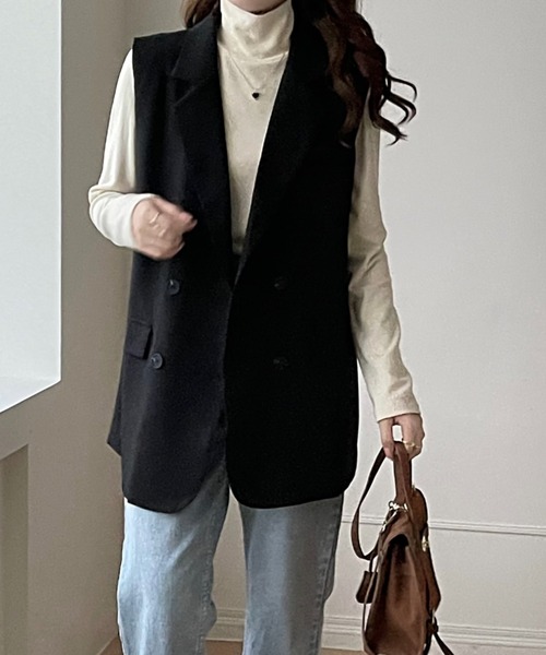 emi+（エミプラス）の「オーバーシルエットテーラードベスト（ベスト・レディース・モカ/ブラック/ブラウン/アイボリー・L/M/S）」の19枚目の写真