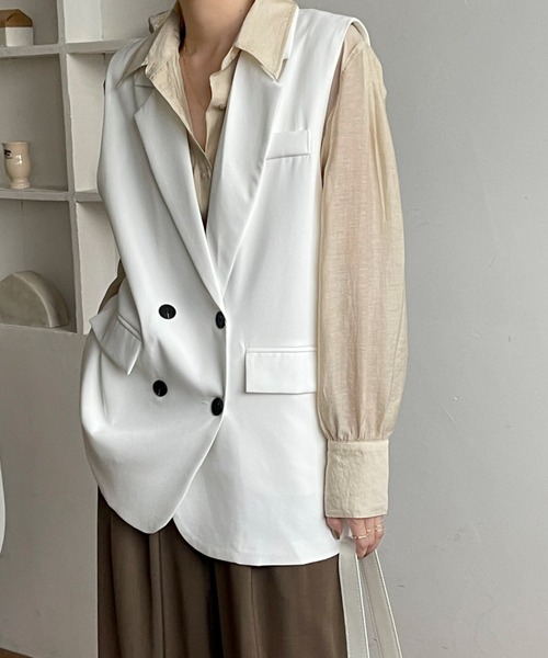 emi+（エミプラス）の「オーバーシルエットテーラードベスト（ベスト・レディース・モカ/ブラック/ブラウン/アイボリー・L/M/S）」の20枚目の写真