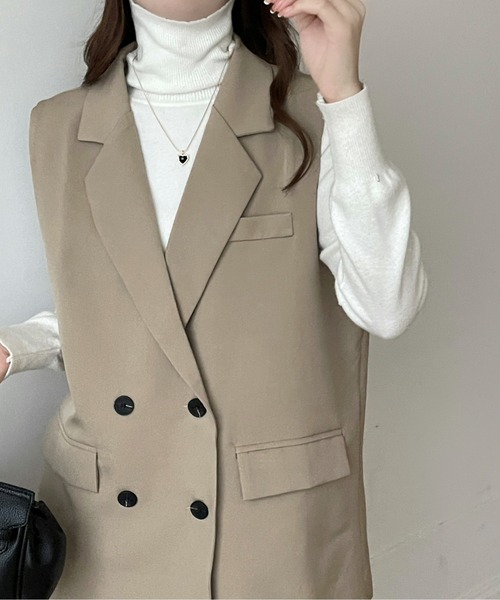 emi+（エミプラス）の「オーバーシルエットテーラードベスト（ベスト・レディース・モカ/ブラック/ブラウン/アイボリー・L/M/S）」の21枚目の写真