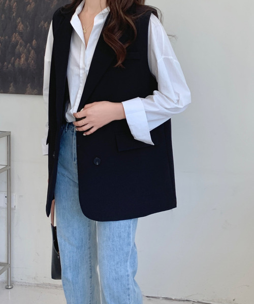 emi+（エミプラス）の「オーバーシルエットテーラードベスト（ベスト・レディース・モカ/ブラック/ブラウン/アイボリー・L/M/S）」の13枚目の写真