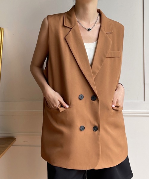 emi+（エミプラス）の「オーバーシルエットテーラードベスト（ベスト・レディース・モカ/ブラック/ブラウン/アイボリー・L/M/S）」の22枚目の写真