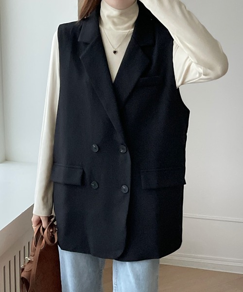 emi+（エミプラス）の「オーバーシルエットテーラードベスト（ベスト・レディース・モカ/ブラック/ブラウン/アイボリー・L/M/S）」の15枚目の写真