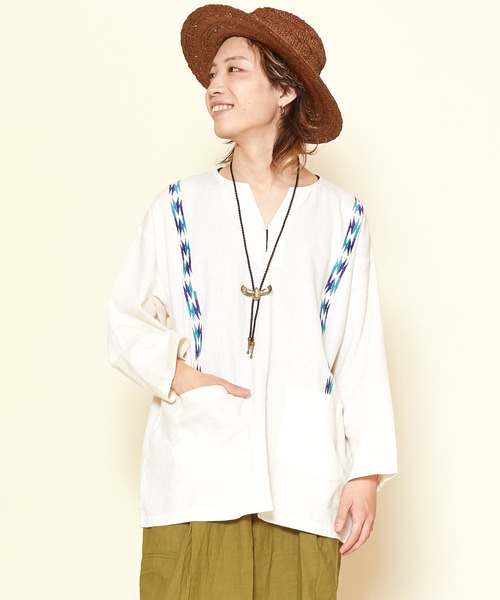 チャイハネ（チャイハネ）の「【チャイハネ】サンダー刺繍MEN'Sトップス（その他トップス・メンズ・ベージュ/パープル/ネイビー/ターコイズブルー/グリーン/マスタード・FREE）」の2枚目の写真