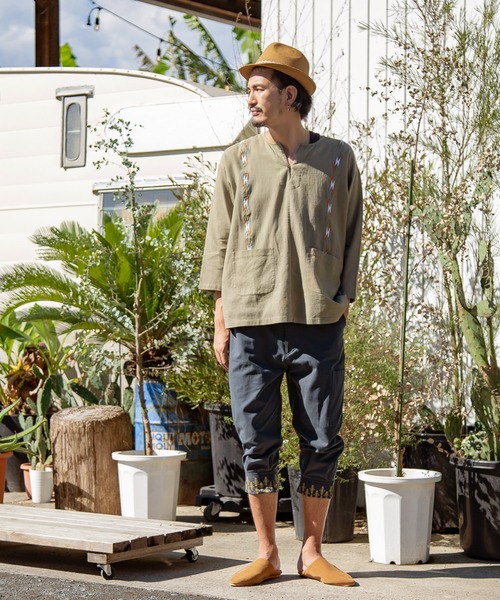 チャイハネ（チャイハネ）の「【チャイハネ】サンダー刺繍MEN'Sトップス（その他トップス・メンズ・ベージュ/パープル/ネイビー/ターコイズブルー/グリーン/マスタード・FREE）」の8枚目の写真