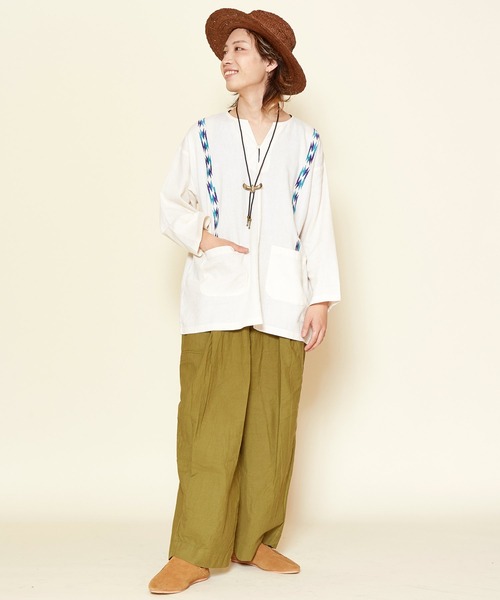 チャイハネ（チャイハネ）の「【チャイハネ】サンダー刺繍MEN'Sトップス（その他トップス・メンズ・ベージュ/パープル/ネイビー/ターコイズブルー/グリーン/マスタード・FREE）」の12枚目の写真