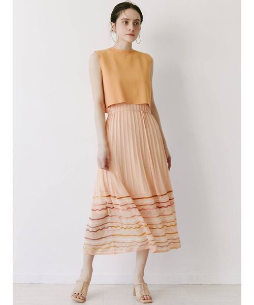 LAGUNAMOON（ラグナムーン）の「ウェーブレインボーニットワンピース（ワンピース・レディース・アイボリー/オレンジ/ベージュ/グリーン・MEDIUM/SMALL）」の19枚目の写真