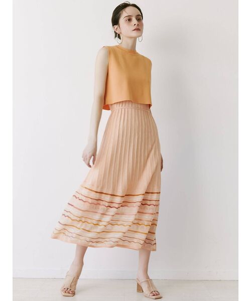 LAGUNAMOON（ラグナムーン）の「ウェーブレインボーニットワンピース（ワンピース・レディース・アイボリー/オレンジ/ベージュ/グリーン・MEDIUM/SMALL）」の11枚目の写真