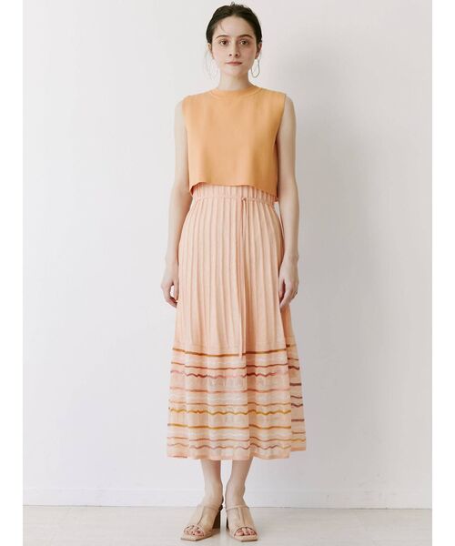 LAGUNAMOON（ラグナムーン）の「ウェーブレインボーニットワンピース（ワンピース・レディース・アイボリー/オレンジ/ベージュ/グリーン・MEDIUM/SMALL）」の13枚目の写真