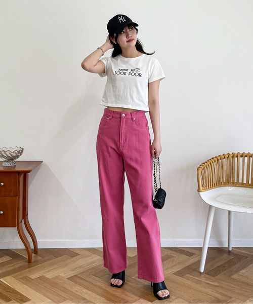 EPIMI E'PIMMY(エピミエピミー)の「エンボスシシュウロゴTシャツ(Tシャツ/カットソー・レディース・ホワイト/ブラック/オフホワイト/ピンク/杢グレー・MEDIUM)」の10枚目の写真