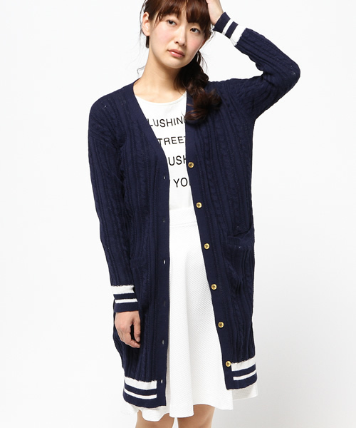 one after another NICE CLAUP(ワンアフターアナザーナイスクラップ)の「【SEDA3月号掲載 ナイスクラップ】ライン入ロングカーディガン(カーディガン/ボレロ・レディース・アイボリー/レッド/ネイビー・FREE)」の3枚目の写真
