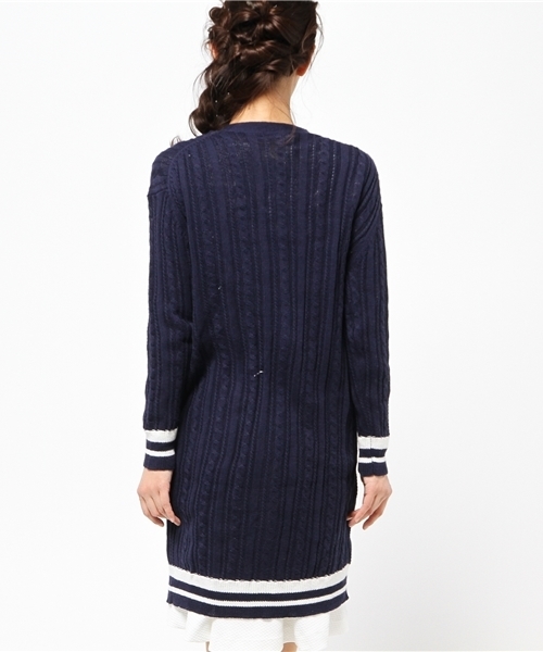 one after another NICE CLAUP(ワンアフターアナザーナイスクラップ)の「【SEDA3月号掲載 ナイスクラップ】ライン入ロングカーディガン(カーディガン/ボレロ・レディース・アイボリー/レッド/ネイビー・FREE)」の6枚目の写真