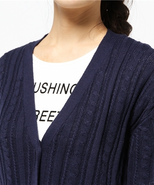 one after another NICE CLAUP(ワンアフターアナザーナイスクラップ)の「【SEDA3月号掲載 ナイスクラップ】ライン入ロングカーディガン(カーディガン/ボレロ・レディース・アイボリー/レッド/ネイビー・FREE)」の7枚目の写真