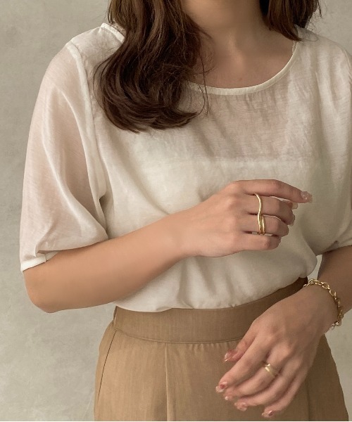 apres jour clair(アプレジュールクレア)の「【apres jour clair】シアープルオーバー【ZOZOTOWN限定アイテム】(シャツ/ブラウス・レディース・ホワイト/ライトベージュ・X-LARGE/フリー)」の4枚目の写真