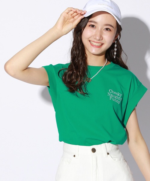 repipi armario（レピピ アルマリオ）の「【接触冷感】ソデリブバックキリカエTシャツ（Tシャツ/カットソー・キッズ・ホワイト/チャコールグレー/グリーン系その他/ピンク系その他/グレー/イエロー/ブルー系その他/オレンジ・SMALL/LARGE/MEDIUM）」の4枚目の写真