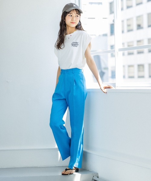 repipi armario（レピピ アルマリオ）の「【接触冷感】ソデリブバックキリカエTシャツ（Tシャツ/カットソー・キッズ・ホワイト/チャコールグレー/グリーン系その他/ピンク系その他/グレー/イエロー/ブルー系その他/オレンジ・SMALL/LARGE/MEDIUM）」の9枚目の写真