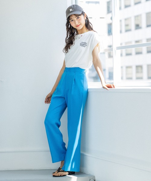 repipi armario（レピピ アルマリオ）の「【接触冷感】ソデリブバックキリカエTシャツ（Tシャツ/カットソー・キッズ・ホワイト/チャコールグレー/グリーン系その他/ピンク系その他/グレー/イエロー/ブルー系その他/オレンジ・SMALL/LARGE/MEDIUM）」の10枚目の写真