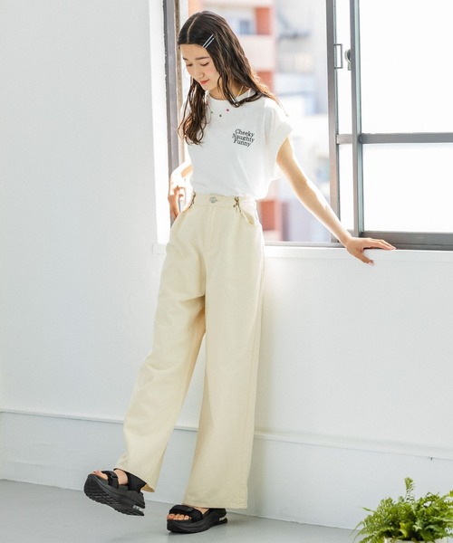 repipi armario（レピピ アルマリオ）の「【接触冷感】ソデリブバックキリカエTシャツ（Tシャツ/カットソー・キッズ・ホワイト/チャコールグレー/グリーン系その他/ピンク系その他/グレー/イエロー/ブルー系その他/オレンジ・SMALL/LARGE/MEDIUM）」の11枚目の写真