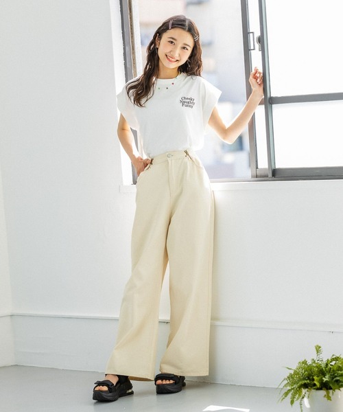 repipi armario（レピピ アルマリオ）の「【接触冷感】ソデリブバックキリカエTシャツ（Tシャツ/カットソー・キッズ・ホワイト/チャコールグレー/グリーン系その他/ピンク系その他/グレー/イエロー/ブルー系その他/オレンジ・SMALL/LARGE/MEDIUM）」の12枚目の写真