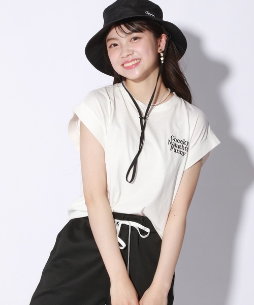 repipi armario（レピピ アルマリオ）の「【接触冷感】ソデリブバックキリカエTシャツ（Tシャツ/カットソー・キッズ・ホワイト/チャコールグレー/グリーン系その他/ピンク系その他/グレー/イエロー/ブルー系その他/オレンジ・SMALL/LARGE/MEDIUM）」の14枚目の写真