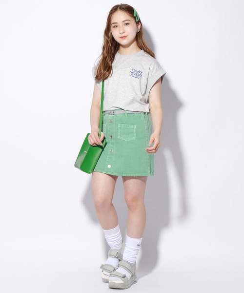 repipi armario（レピピ アルマリオ）の「【接触冷感】ソデリブバックキリカエTシャツ（Tシャツ/カットソー・キッズ・ホワイト/チャコールグレー/グリーン系その他/ピンク系その他/グレー/イエロー/ブルー系その他/オレンジ・SMALL/LARGE/MEDIUM）」の17枚目の写真