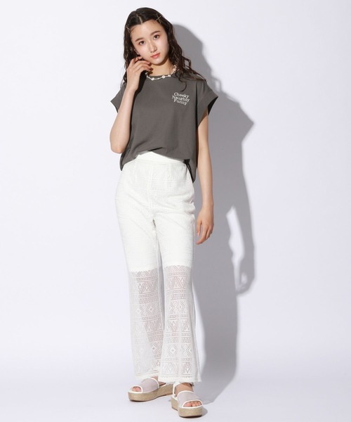 repipi armario（レピピ アルマリオ）の「【接触冷感】ソデリブバックキリカエTシャツ（Tシャツ/カットソー・キッズ・ホワイト/チャコールグレー/グリーン系その他/ピンク系その他/グレー/イエロー/ブルー系その他/オレンジ・SMALL/LARGE/MEDIUM）」の20枚目の写真