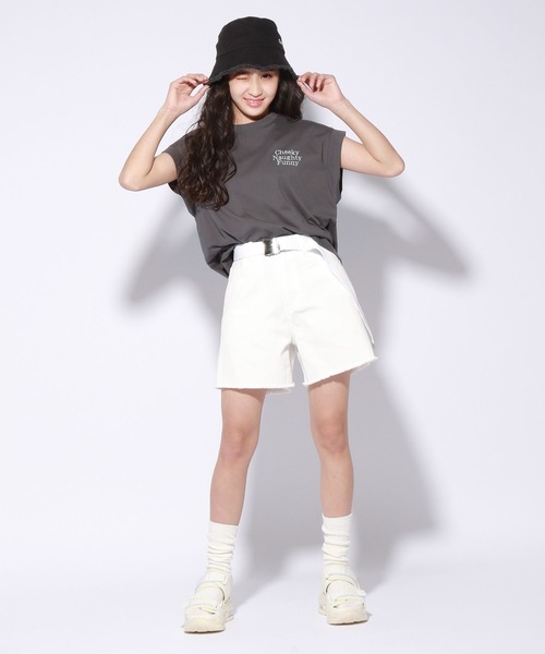 repipi armario（レピピ アルマリオ）の「【接触冷感】ソデリブバックキリカエTシャツ（Tシャツ/カットソー・キッズ・ホワイト/チャコールグレー/グリーン系その他/ピンク系その他/グレー/イエロー/ブルー系その他/オレンジ・SMALL/LARGE/MEDIUM）」の21枚目の写真