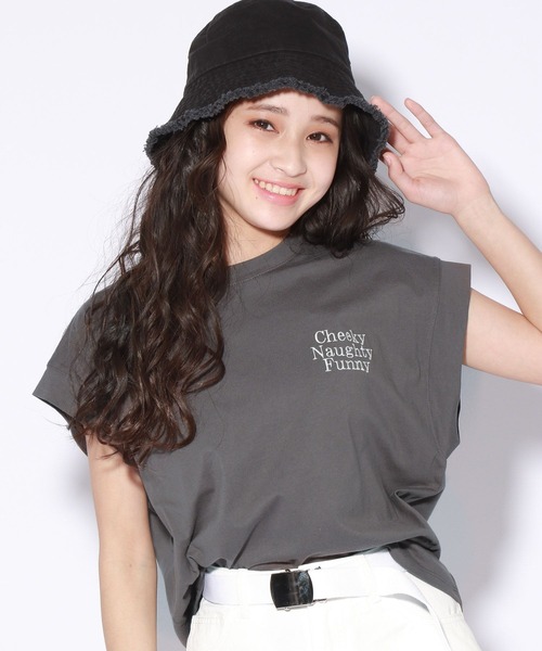 repipi armario（レピピ アルマリオ）の「【接触冷感】ソデリブバックキリカエTシャツ（Tシャツ/カットソー・キッズ・ホワイト/チャコールグレー/グリーン系その他/ピンク系その他/グレー/イエロー/ブルー系その他/オレンジ・SMALL/LARGE/MEDIUM）」の22枚目の写真